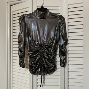 Women’s Metallic Pleated Jacquard Top